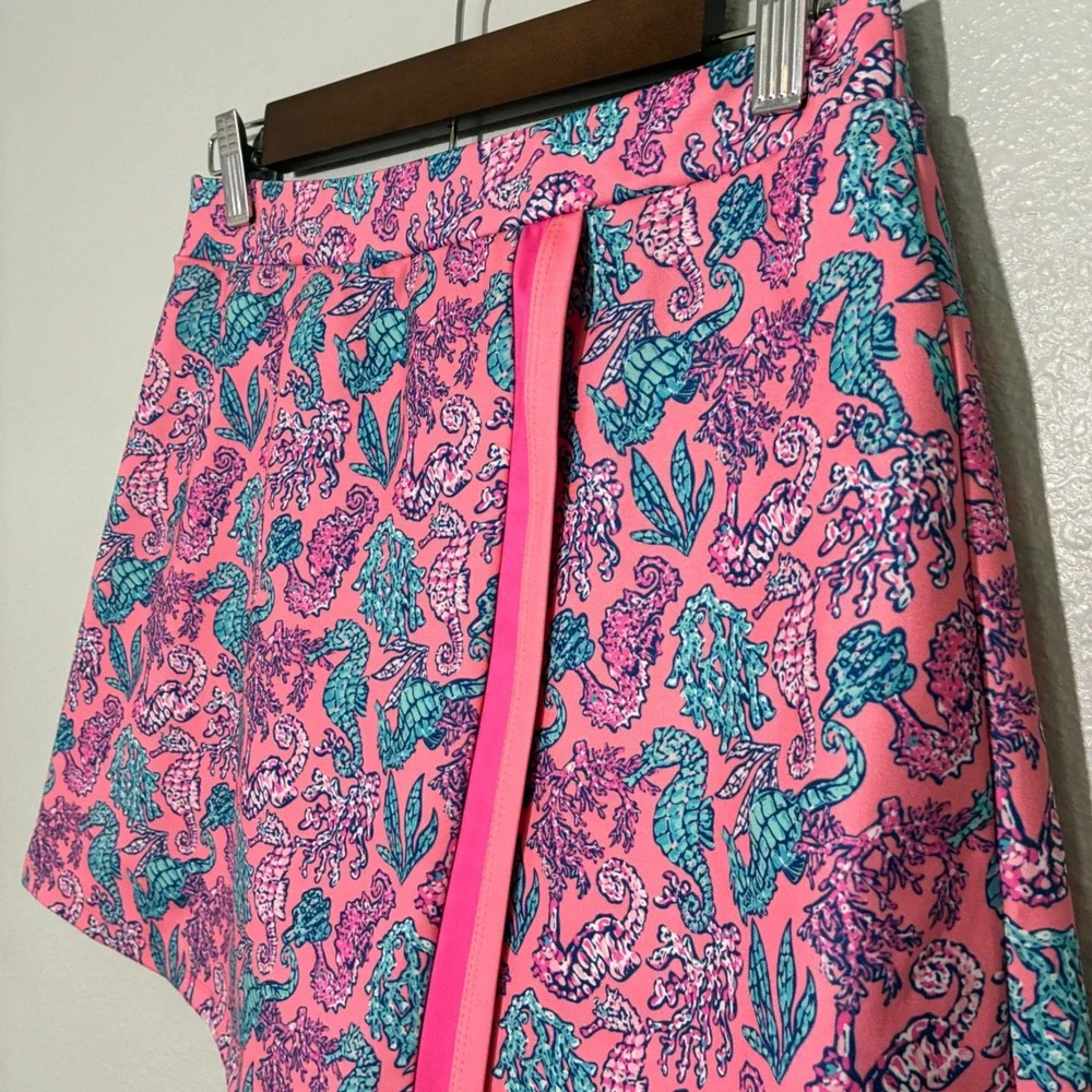 Simply Southern Seahorse Coral Skort Pink Blue Nautical Athletic Skirt Small